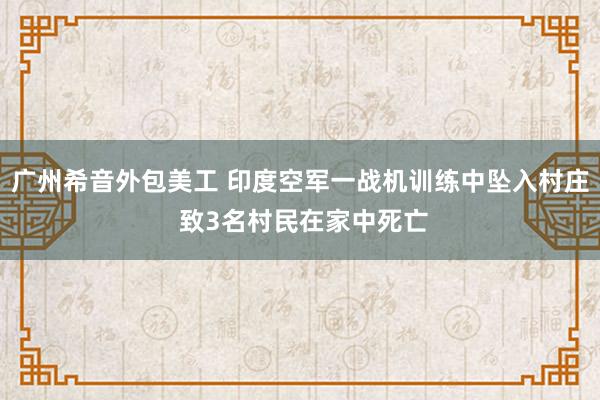 广州希音外包美工 印度空军一战机训练中坠入村庄 致3名村民在家中死亡