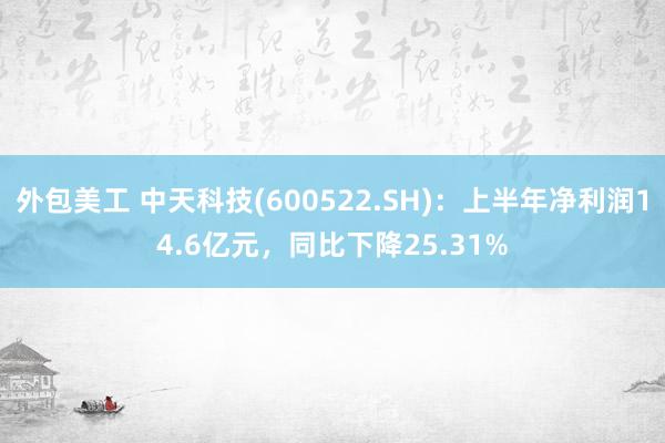 外包美工 中天科技(600522.SH)：上半年净利润14.6亿元，同比下降25.31%